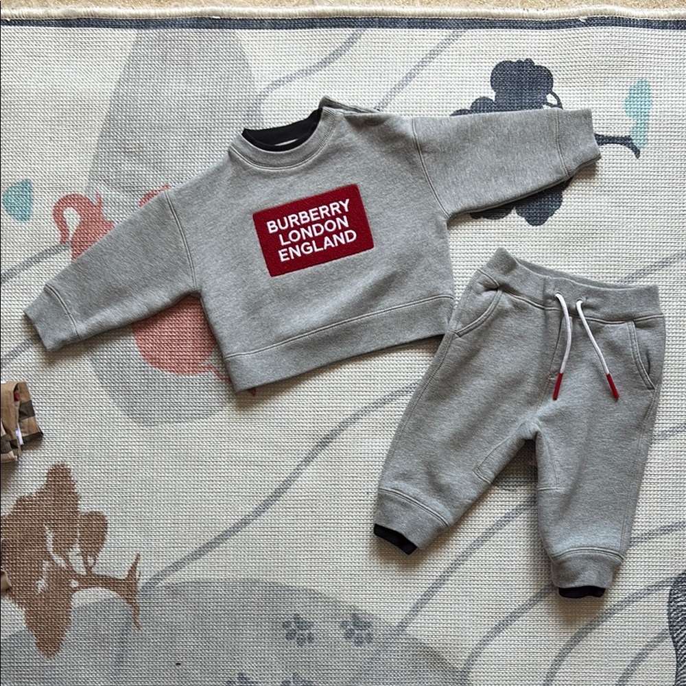 Burberry Kids Gray Sweatshirt and Joggers Set